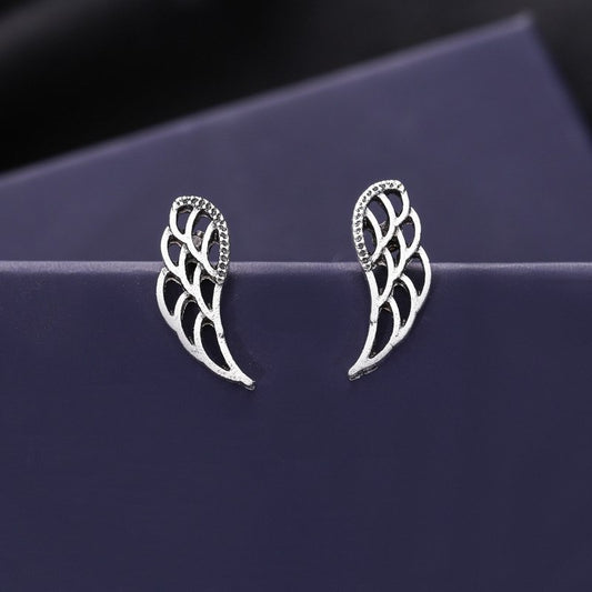 Natural Patina Wings Stud Earrings