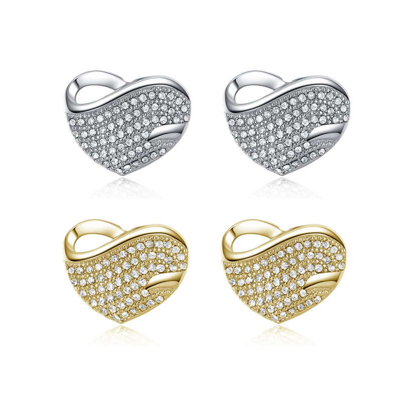 Bold Pavé Hearts Cz Earrings for Women by Feshionn IOBI