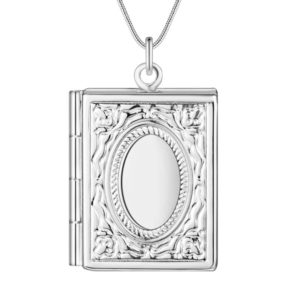 Memories Silver Book Locket Necklace for Women Perfect for photos or k ...