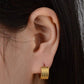 Brushed Stripes Gold Huggie Hoop Stainless Steel Earrings - For Men or Women