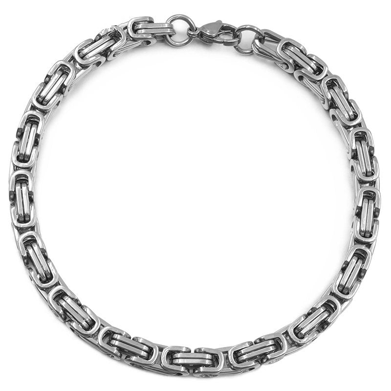 Stainless Steel Byzantine Box Link Men's Bracelet
