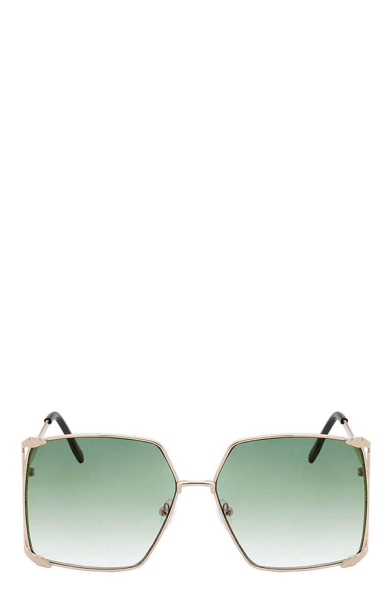 Color Metal Uv400 Square Sunglasses