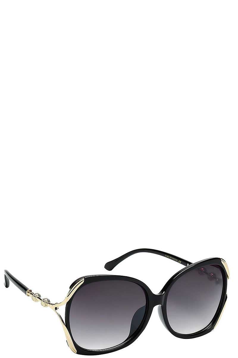 Contemporary Butterfly Frame With Metal Accented Temple Womens Sunglasses
