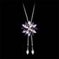 Sparkling Statement Austrian Crystal 14K White Gold Plated Lariat Necklace for Woman
