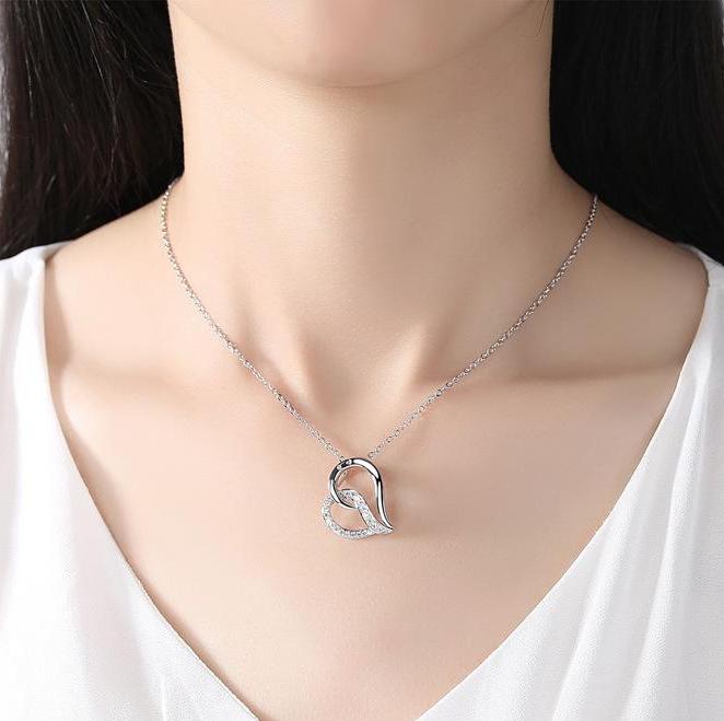 Gold Plated Sentimental Heart CZ Pendant Necklace for Women