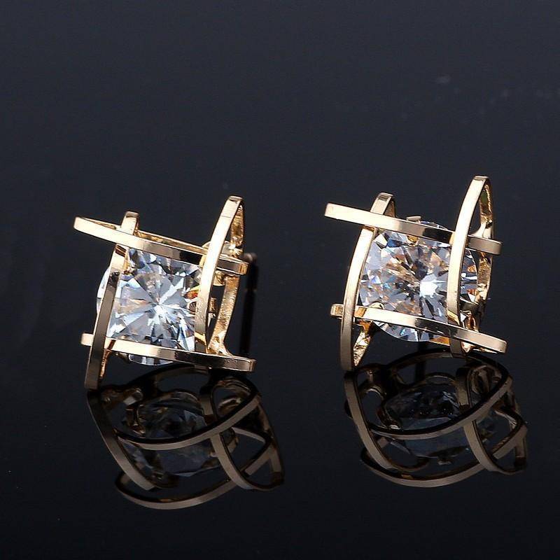 Captured Crystals Square Earrings