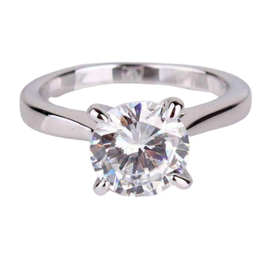 Cathedral Set CZ Solitaire 14K White Gold Plated Engagement Ring For Woman