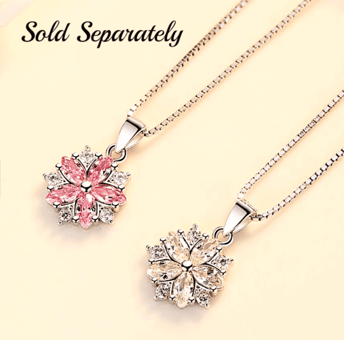 Azalea Blossoms Cubic Zirconia 14K White Gold Plated Necklace for Women