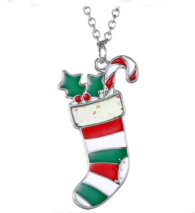 Merry Christmas Enamel Necklace Holiday Gift