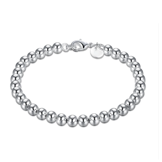 Classic 6mm Beads Silver Bracelet for Women all-day wear Perfect for any occasion