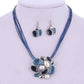 Glossy Enamel Cluster Necklace and Earrings Set - In Three Colors