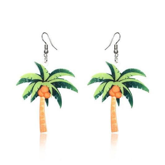 Tropical Vibe Coconut Palm Tree Earrings for Woman
