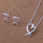 Cross My Heart Silver Necklace and Earrings Set