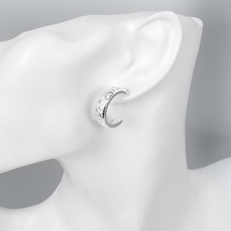 Cut Out Silver Open Hoop Earrings for Women