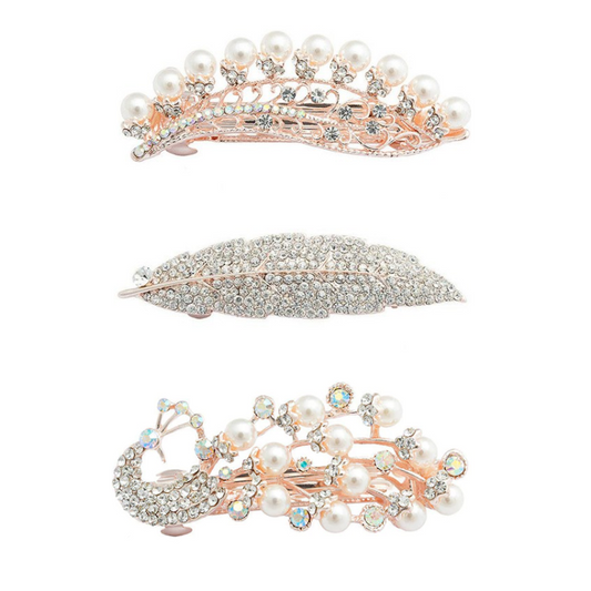 Elegance Crystal and Rhinestone Hair Clip Barrettes ~ Choose your style!