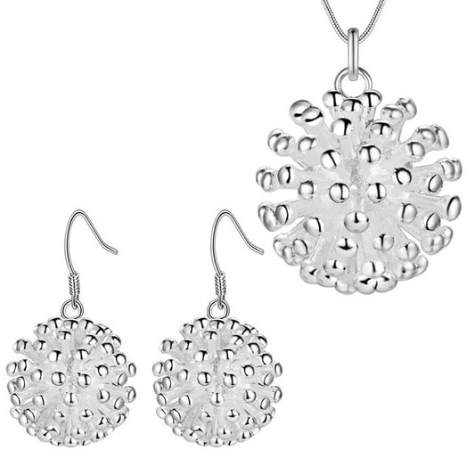Dandelion Sterling Silver Matching Necklace and Earrings Set