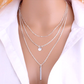 Delicately Layered White Gold Bead Three Chain Necklace for Woman