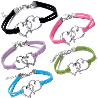 Sweet Hearts Suede Friendship Bracelet in Eight Colors for Woman or Teen