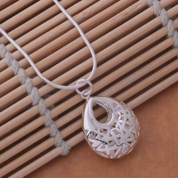 Droplet Silver Filigree Cage Necklace