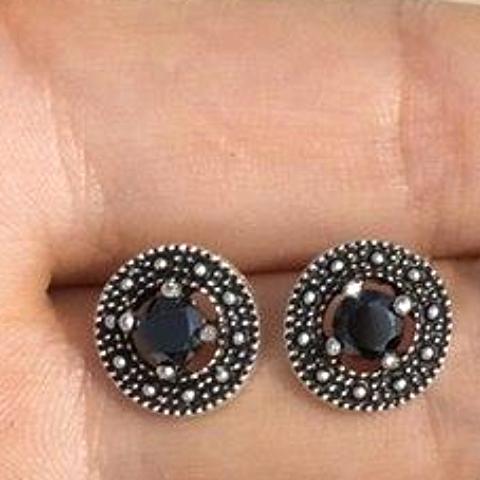 Elegant Black Halo Stud Earrings
