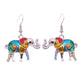 Eclectic Elephant Enamel and White Gold Plated Necklace and Earrings Set for Women