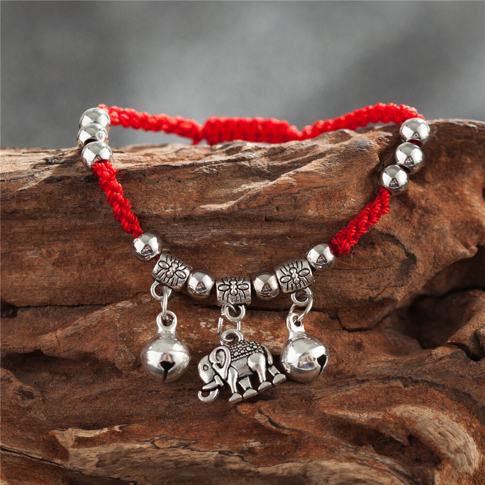 Lucky Bells Adjustable Elephant Charm Bracelet