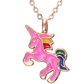 A Little Fantasy Unicorn Gold & Enamel Necklace In Blue Black or Pink