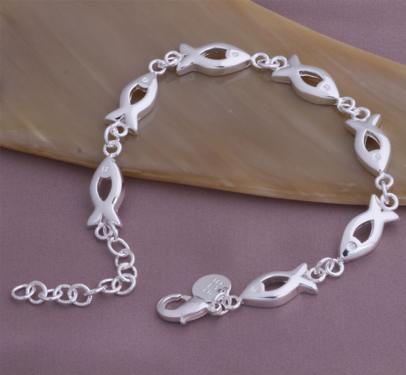 Fish Links Silver Bracelet for Women