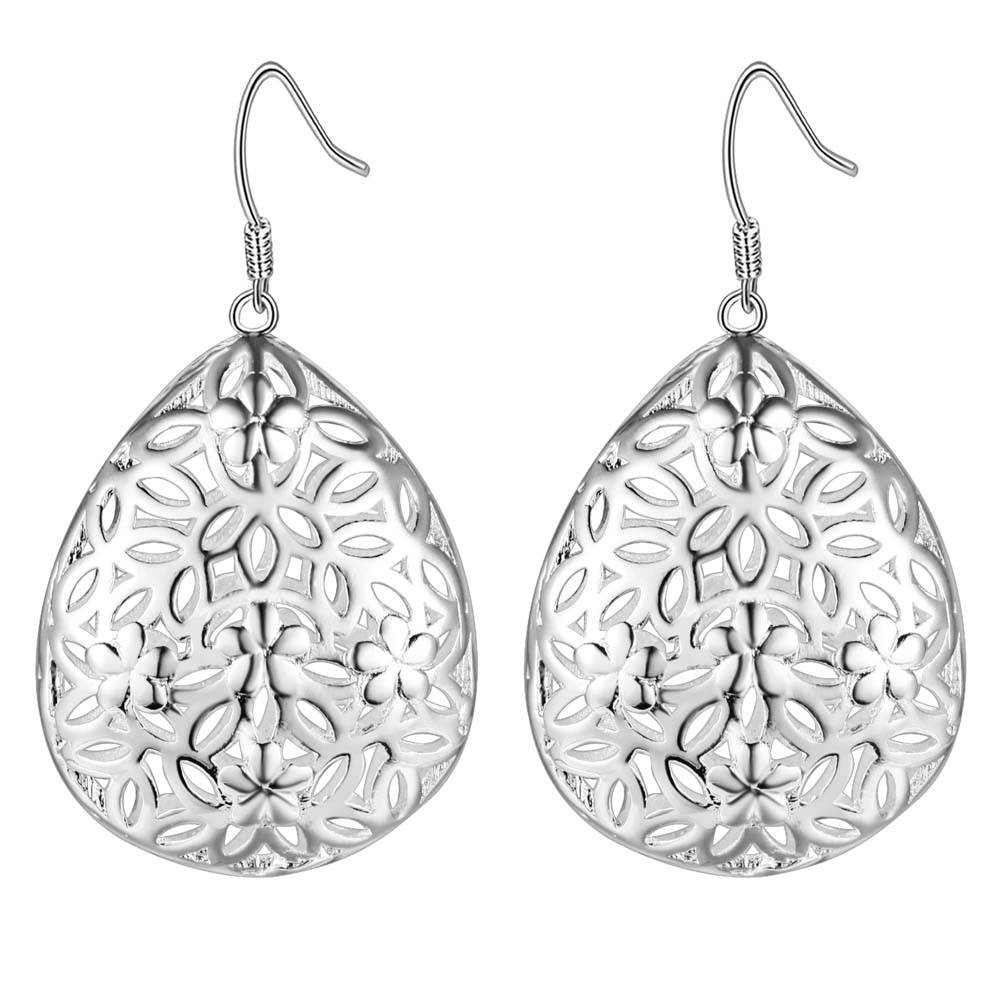 Floral Puff Silver Drops Silver Earrings for Woman