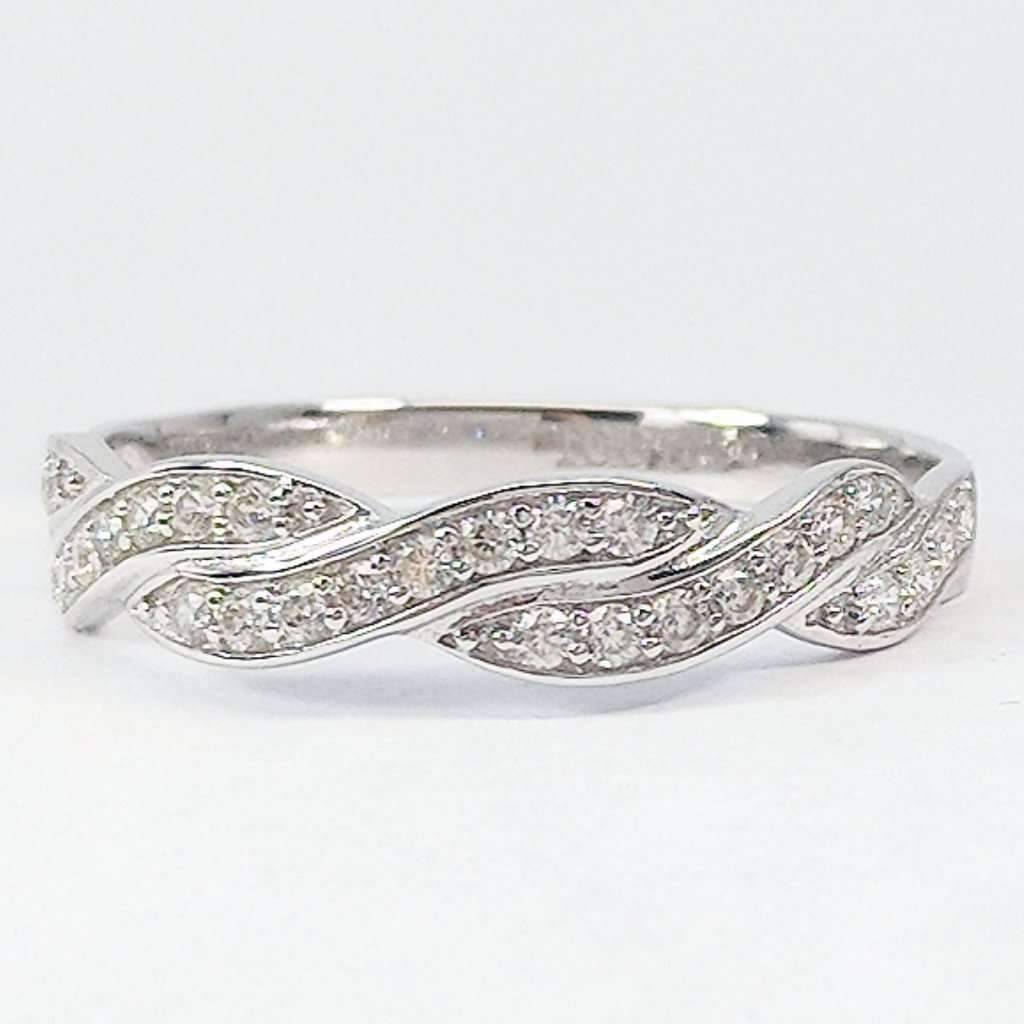 Francesca 1CT Round Twisted Pavé Band IOBI Simulated Diamond on Solid Sterling Silver Stunning Wedding Ring Set