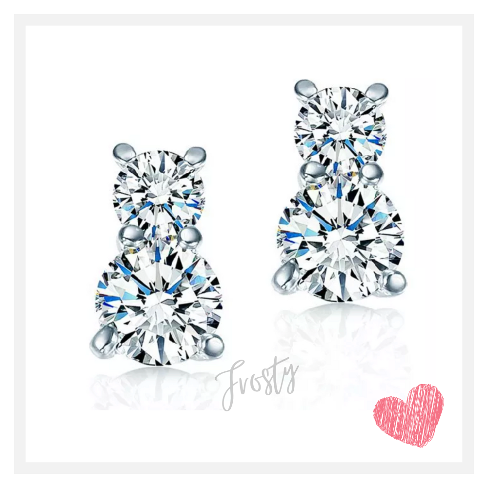 Frosty Nights 14K White Gold Plated 4Ctw CZ Diamonds Earrings for Woman Special Occasion