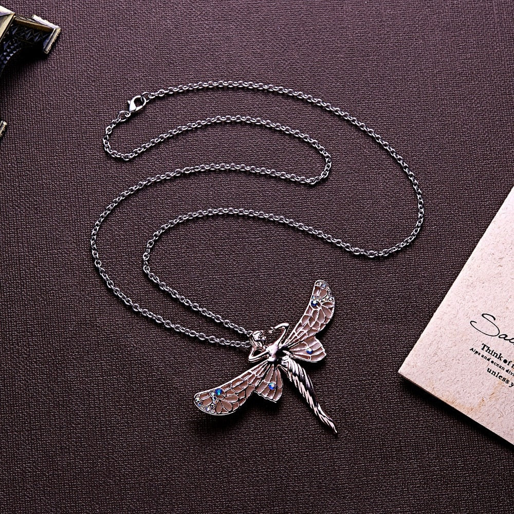 Glow In The Dark Dragonfly Fairy Pendant Necklace