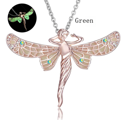 Glow In The Dark Dragonfly Fairy Pendant Necklace