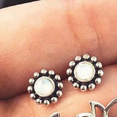 Tiny White Daisy Stud Earrings