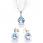 Genuine Blue Topaz & Diamond Accented IOBI Precious Gems 925 Sterling Silver Necklace & Earrings Set