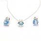 Genuine Blue Topaz & Diamond Accented IOBI Precious Gems 925 Sterling Silver Necklace & Earrings Set