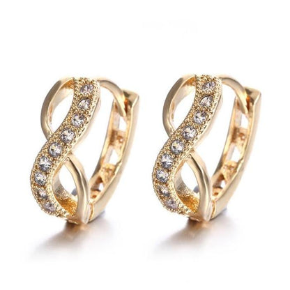 Sparkling Infinity Huggie Hoop 18K Gold Plated Cz Earrings for Women