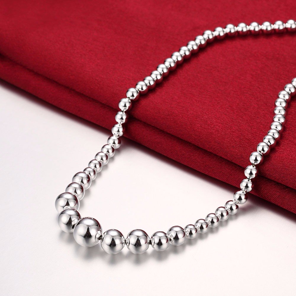 Graduated Beads Silver Necklace