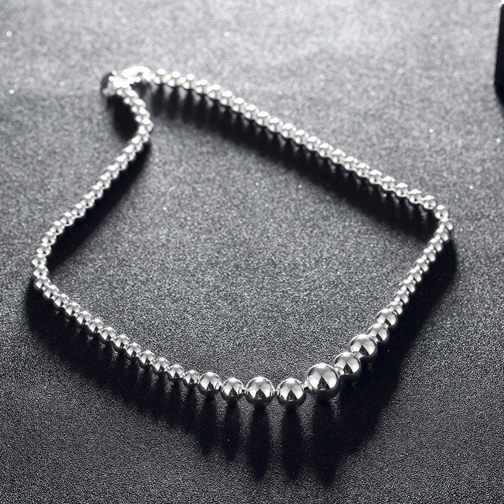 Graduated Beads Silver Necklace
