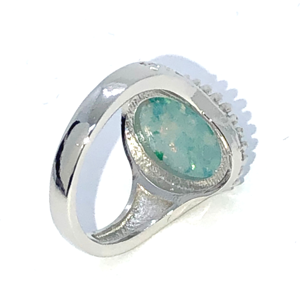Vintage Green Opal Cabochon Ring
