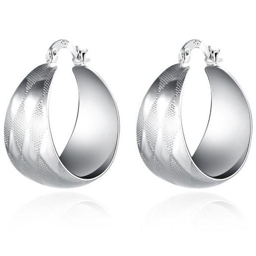 Harlequin Silver Dome Hoop Earrings for Women
