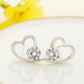 Heart Wrapped 14K White Gold Plated 0.80 Carat Austrian Crystal Stud Earrings for Women Special Occasions