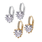 18K Gold Plated Heart Shaped 5.5 Ctw Diamond CZ Solitaire Hoop Earrings for Woman