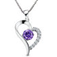 Exaggerated Silver Heart Purple Zirconia Necklace