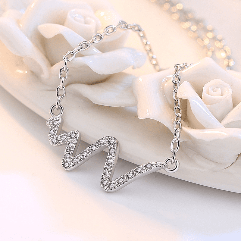 Heartbeat CZ  Silver Necklace