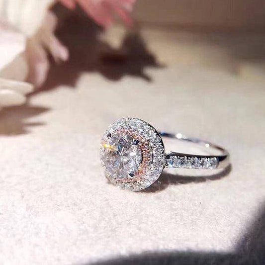 Hint Of Pink CZ Halo Ring