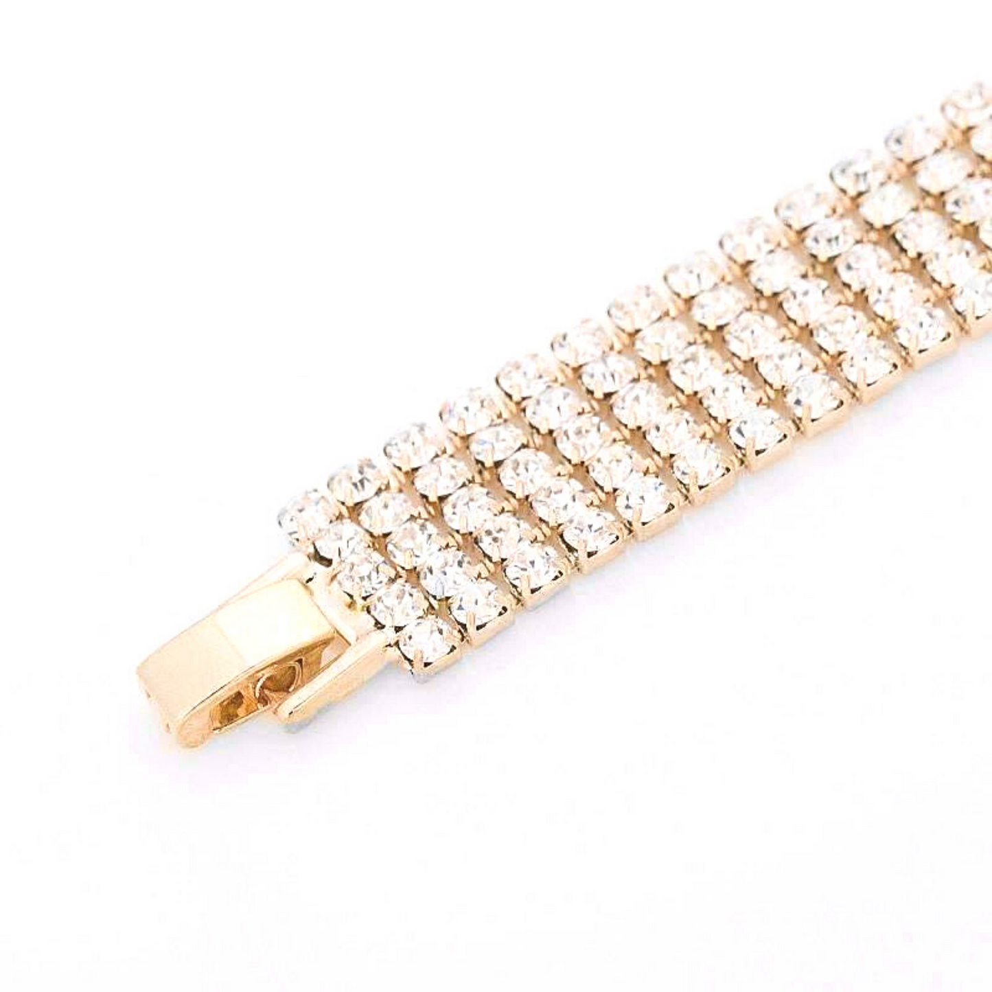 Hollywood Glam 18K Yellow Gold Plated Five Strand Gold and CZ Bracelet for Women