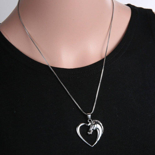14K Gold Plated Horse Lover Heart Necklace for Woman
