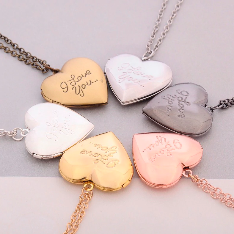 I Love You Rose Gold Heart Locket Necklace For Woman