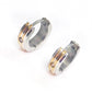 Two Tone Stripes CZ Stainless Steel Huggie Hoop Earrings - For Men or Women